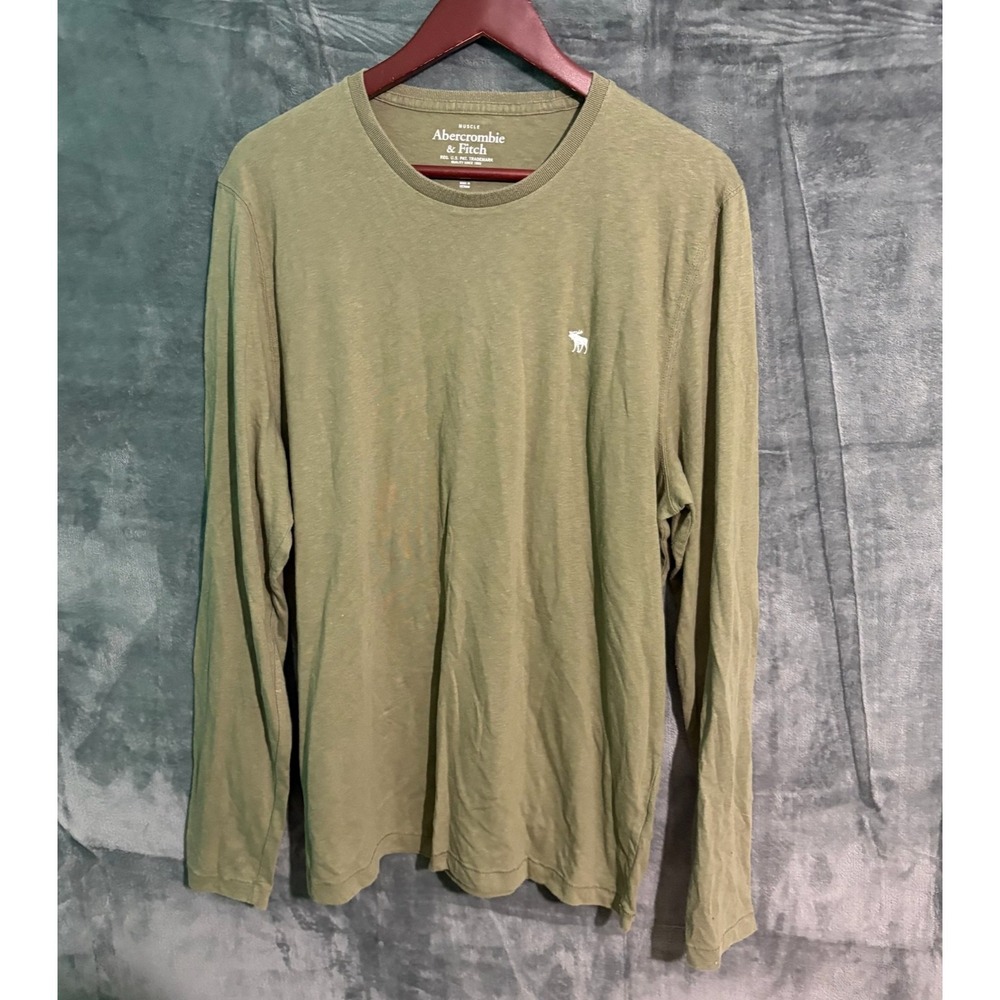 Abercombie and fitch Shirt Mens 2XL Long Sleeve Green Muscle Crew Neck T